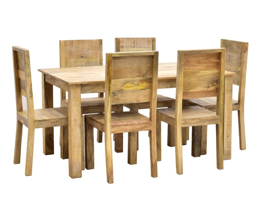 kolonialny loftowy komplet obiadowy drewno mango indie stol krzeslo